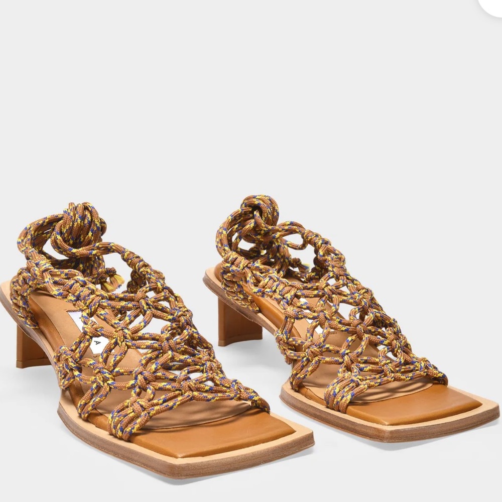 MIISTA | Annie Sandals in Camel Fabric Size: 11